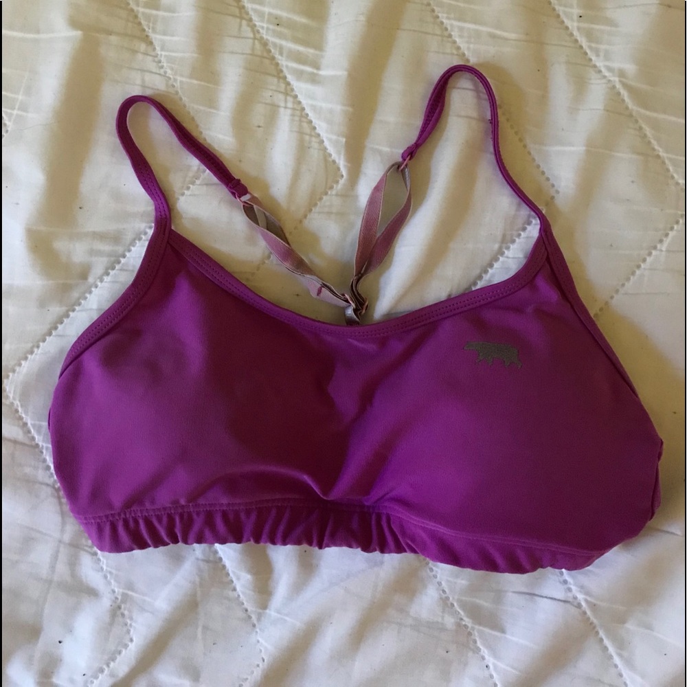 Purple running bare sports bra